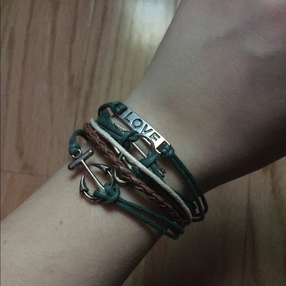 Multi-String Bracelet with Silver Charms